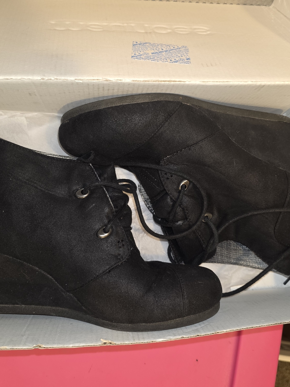 Maurices Black Lace-Up Wedge Booties